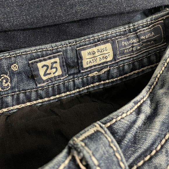 Miss Me Gold Embellished Design Medium Wash Mid-rise Bootcut Jeans - Picture 8 of 9